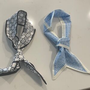 Two Elegant floral and Paisley Patterned neckerchief scarfs NWOT